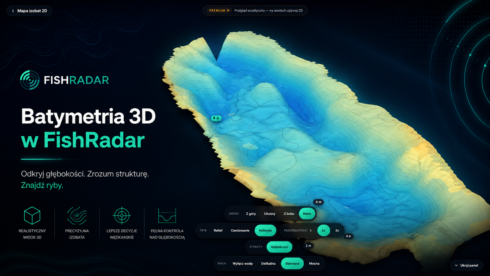 Batymetria jeziora Kozielno w FishRadar: jak czytać mapę głębokości i łowić skuteczniej