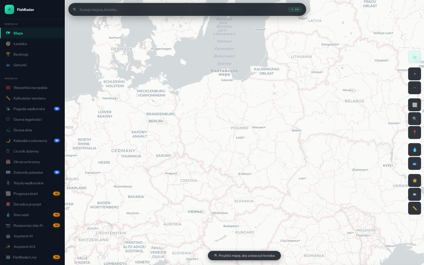 Mapa łowisk FishRadar